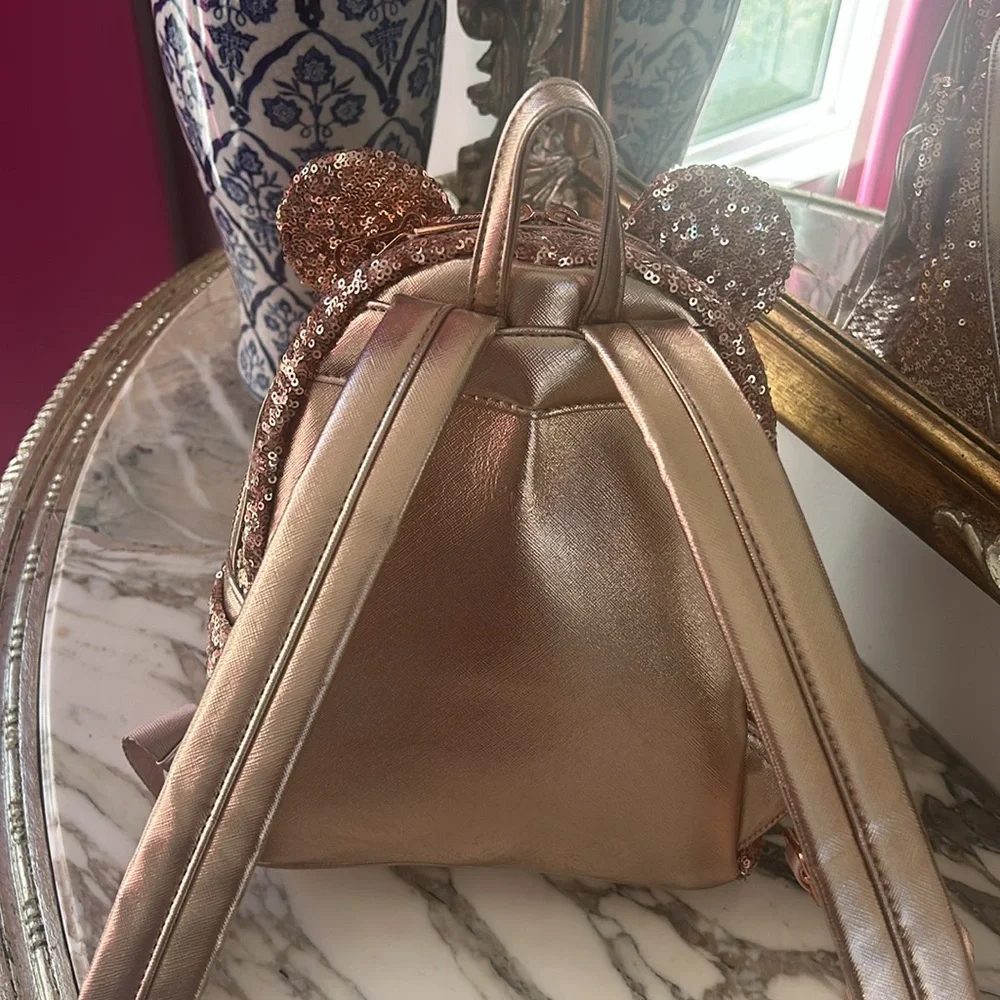 Disney Rose Gold Sparkle Loungefly Backpack - Picture 4 of 8